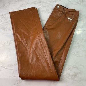 ALC Womens Brown High Rise Faux Leather Straight Leg Pant Size 2 New With Tags